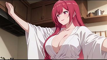 Anak Tiri Pulang Lebih Awal, Ngeliat Istri Bokap Masak Cuma Pakai Jubah Tipis. Kureha Enomoto Cosplay Mesum Bikinan Ai.
